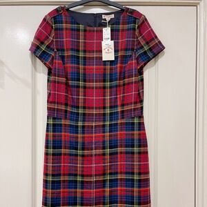 Brooks Brothers Red Fleece Wool Sheath in Plaid w/ Inverted Front Pleat NWT